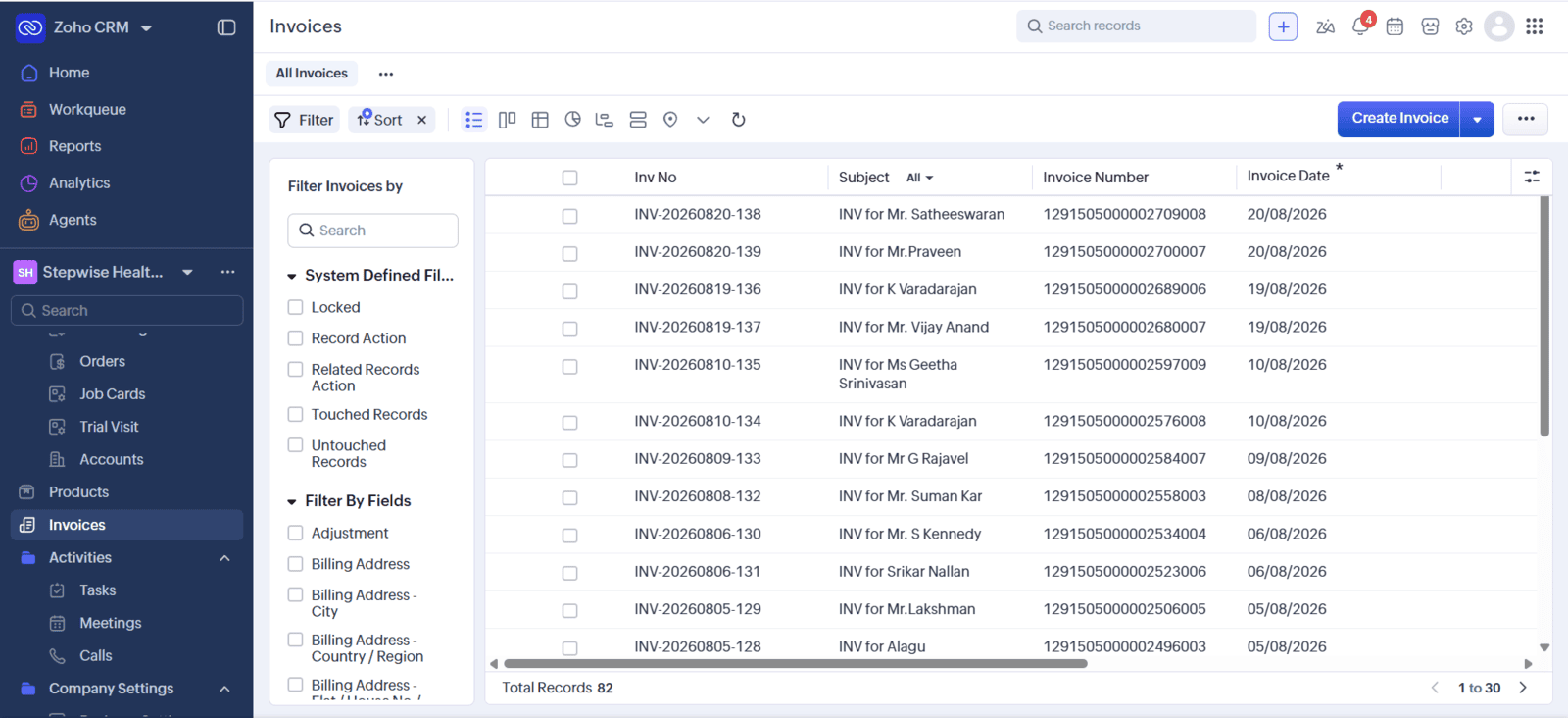 Payment module inside Zoho CRM